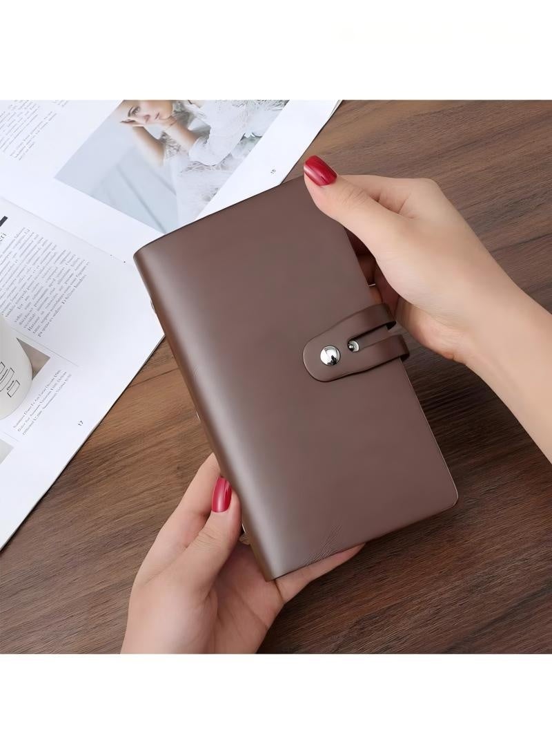 Credit Card Holder, Business Card Organizer Credit Cards Protector with 96 Card Slots RFID Blocking Business Cards Holder for Managing Your Different Cards to Prevent Loss or Damage (Brown) - Image 2
